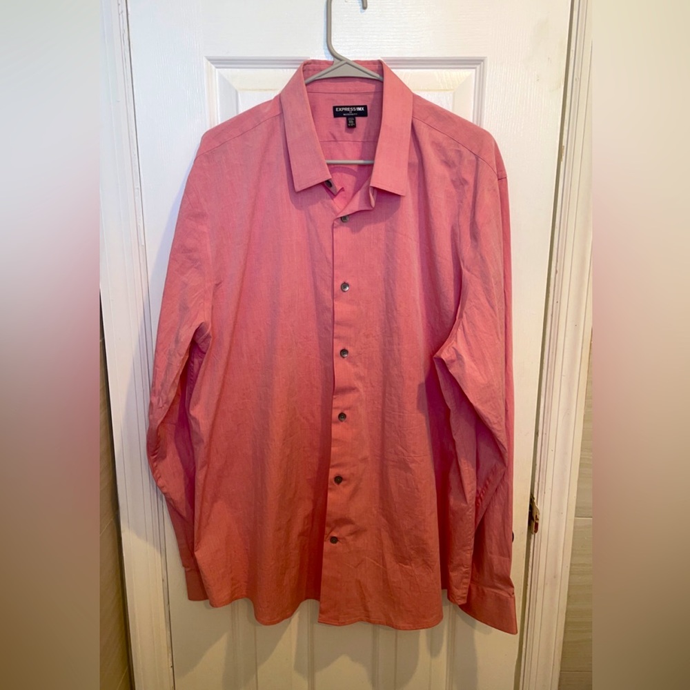 Express Men (1MX) modern fit salmon dress button down shirt XXL 18-18.5